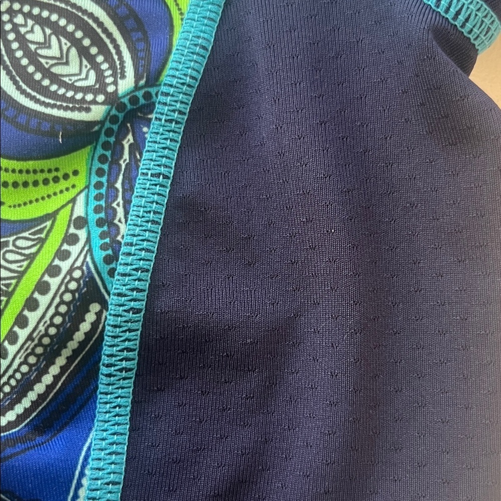 Athleta Runaway Long Sleeve Paisley Blue Green Top Sz: S - Picture 8 of 9
